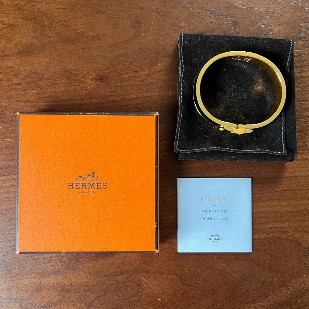 Hermès Clic H Bracelet With Gold and Black Enamel
